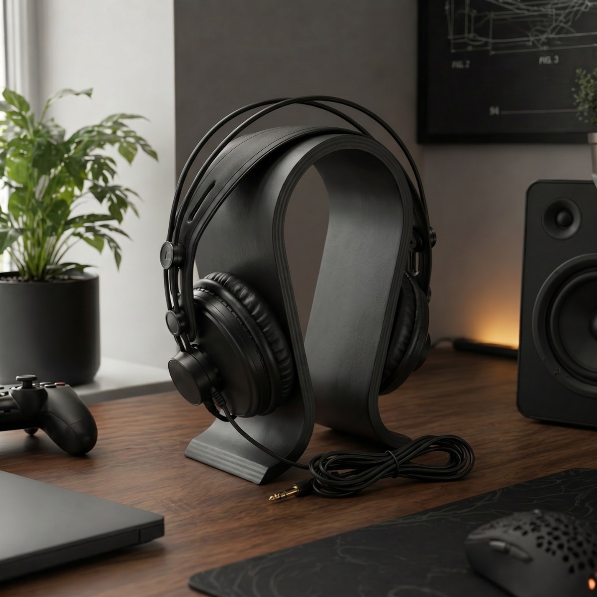 Record E-08BK black headphone stand