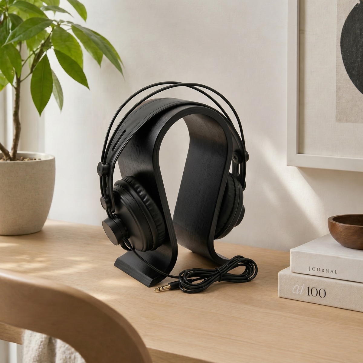 Record E-08BK black headphone stand
